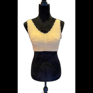 Crisscross Bralette with Front Straps to “Lift” size ? Large Beige Yellow
